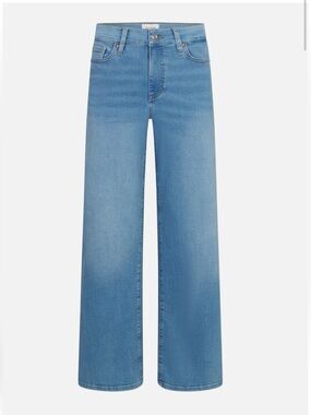 Frame Denim High-Rise Wide Leg Jeans in Light Blue Wash